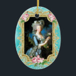 Marie Antoinette LeBrun Portrait Blue Damask Ornam セラミックオーナメント<br><div class="desc">Marie Antoinette Le Brun Portrait Blue Damask Ornament</div>