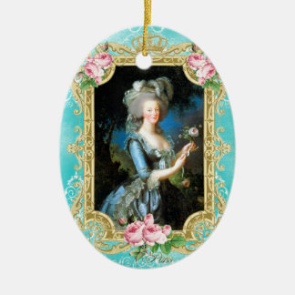 Marie Antoinette LeBrun Portrait Blue Damask Ornam セラミックオーナメント