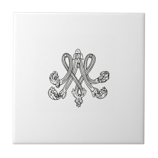 Marie Antoinette – Monogramm – Monogram initials タイル (正面)