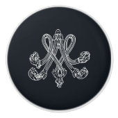 Marie Antoinette Monogramm Monogram initials navy セラミックノブ (正面)