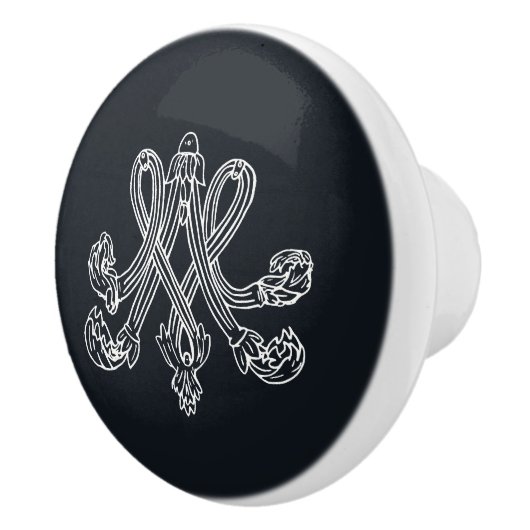 Marie Antoinette Monogramm Monogram initials navy セラミックノブ (右)