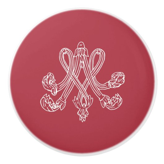 Marie Antoinette Monogramm Monogram initials pink セラミックノブ (正面)