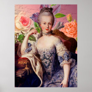 Marie Antoinette On Flowers Poster ポスター