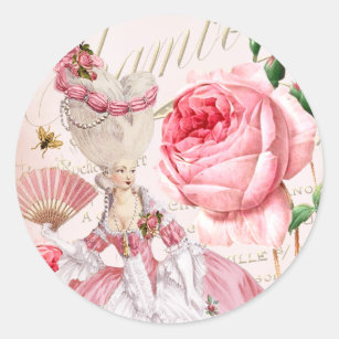 Marie Antoinette,Paris,shabby,rose,stickers ラウンドシール