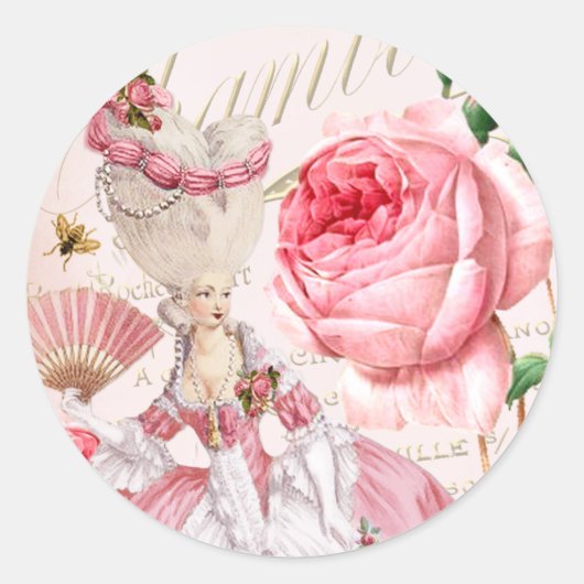 Marie Antoinette,Paris,shabby,rose,stickers ラウンドシール (正面)