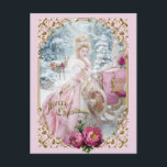 Marie Antoinette pink carriage deer Christmas card シーズンポストカード<br><div class="desc">Marie Antoinette pink carriage deer Christmas  postcards</div>