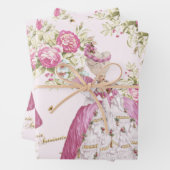 Marie Antoinette Pink Floral Roses ラッピングペーパーシート (インサイチュ)