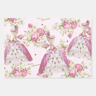 Marie Antoinette Pink Floral Roses ラッピングペーパーシート