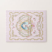 Marie Antoinette pink rose frame ジグソーパズル (横)