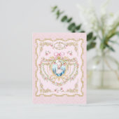 Marie Antoinette pink rose frame ポストカード (スタンド正面)