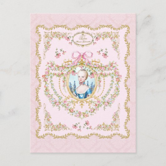 Marie Antoinette pink rose frame ポストカード (正面)