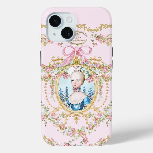 Marie Antoinette pink rose frame iphone Case-Mate iPhoneケース (裏面)