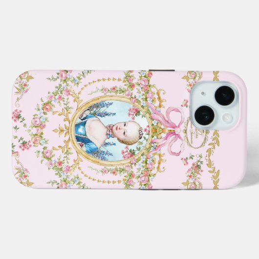 Marie Antoinette pink rose frame iphone Case-Mate iPhoneケース (裏面 (横))