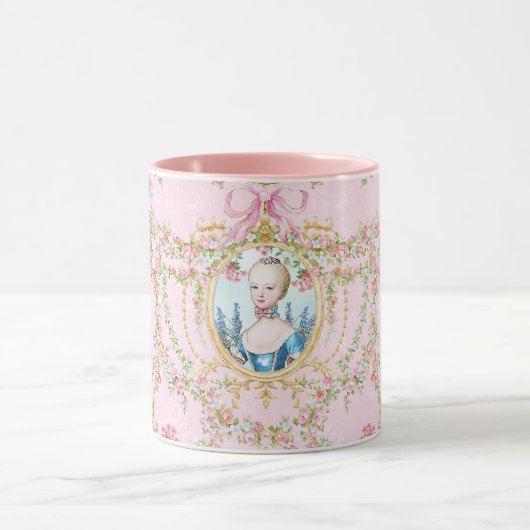 Marie Antoinette Pink Rose Frame Mug マグカップ (中央)
