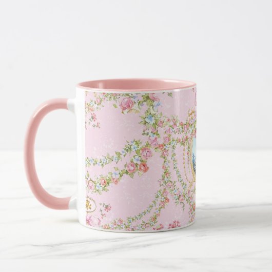 Marie Antoinette Pink Rose Frame Mug マグカップ (左)