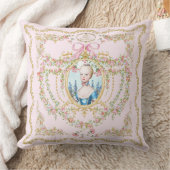 Marie Antoinette pink rose frame pillow クッション (ブランケット)
