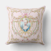 Marie Antoinette pink rose frame pillow クッション (正面)