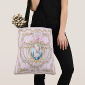 Marie Antoinette pink rose frame tote bag トートバッグ (クローズアップ)