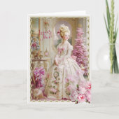 Marie Antoinette Pink tree cat Christmas card 招待状 (正面)