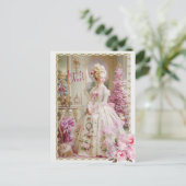 Marie Antoinette pink tree Roses cat Christmas  シーズンポストカード (スタンド正面)