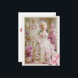 Marie Antoinette pink tree Roses cat Christmas  シーズンポストカード<br><div class="desc">Marie Antoinette pink tree Roses cat Christmas  postcards</div>