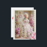 Marie Antoinette pink tree Roses cat Christmas  シーズンポストカード<br><div class="desc">Marie Antoinette pink tree Roses cat Christmas  postcards</div>