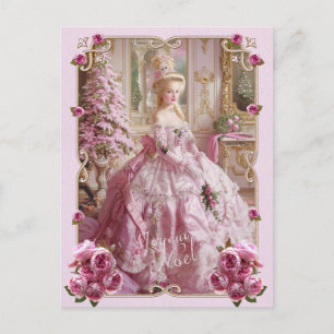 Marie Antoinette pink tree Roses Christmas シーズンポストカード