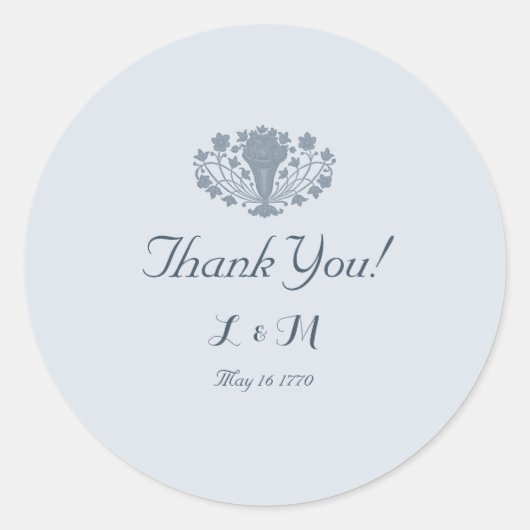 Marie Antoinette Rococo Dusty Blueありがとう 楕円形シール (正面)