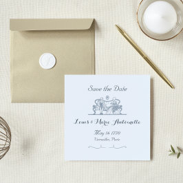 Marie Antoinette Rococo Dusty Blue日付を保存 ノートカード