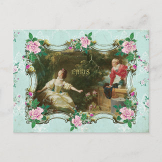 Marie Antoinette Rococo Fragonard Green postcard ポストカード