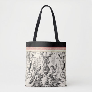 Marie Antoinette Toile de Jouy-black red トートバッグ