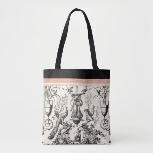 Marie Antoinette Toile de Jouy-black red トートバッグ (正面)