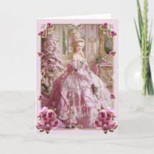 Marie Antoinette Versailles Pink Christmas Card 