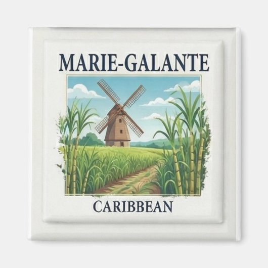 Marie-Galante Guadeloupe Caribbean Windmill Tile マグネット (正面)