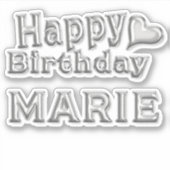Marie Happy Birthday silver Aufkleber Sticker シール (正面)