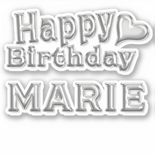 Marie Happy Birthday silver Aufkleber Sticker シール (正面)