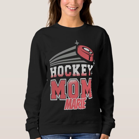 Marie Hockey Mom With Puck Womens スウェットシャツ (正面)