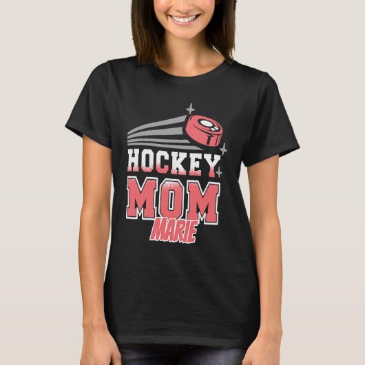 Marie Hockey Mom With Puck Womens Tシャツ (正面)