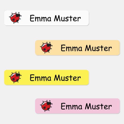 Marienkäfer - gelb rosa weiß - 96 schmale Kinder  ラベル (グループ)