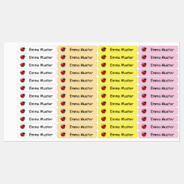 Marienkäfer - gelb rosa weiß - 96 schmale Kinder  ラベル