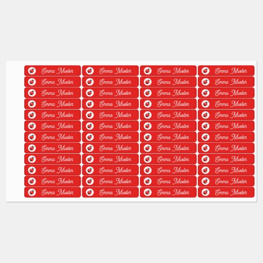 Marienkäfer - rot - 96 schmale Kinder ラベル (シート)