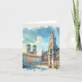 Marienplatz Munich Germany Watercolor カード (正面)