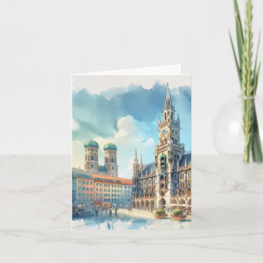 Marienplatz Munich Germany Watercolor カード (正面)