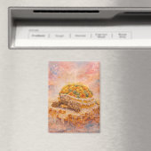 Marigold and cactus Sulcata Tortoise birthday cake マグネット (インサイチュ (食洗機))