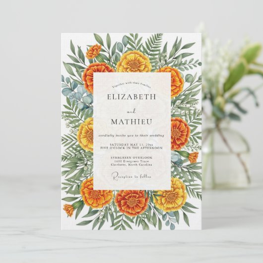 Marigold Artistic Botanical Wedding 招待状 (スタンド正面)