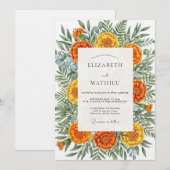 Marigold Artistic Botanical Wedding 招待状 (正面/裏面)