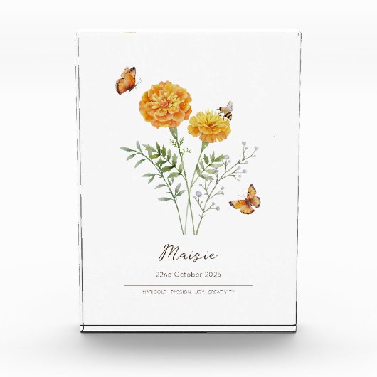 Marigold Birth Month Flower フォトブロック (正面)