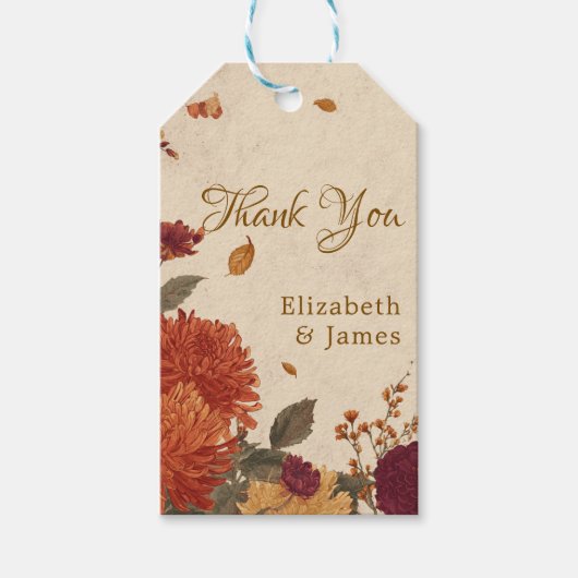 Marigold Border Rustic Boho Autumn Floral Wedding  ギフトタグ (正面)