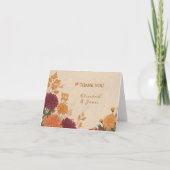 Marigold Border Rustic Boho Autumn Floral Wedding サンキューカード (正面)