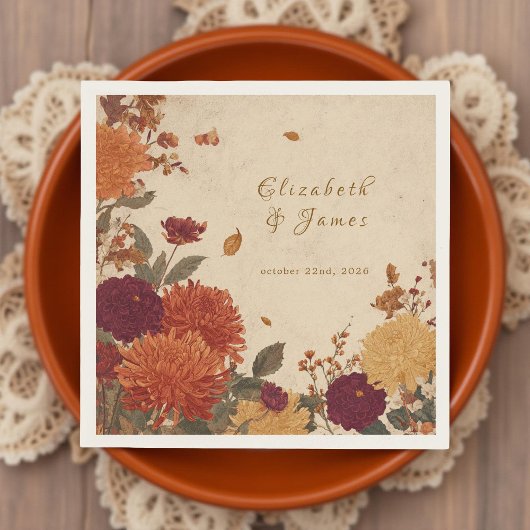 Marigold Border Rustic Boho Autumn Floral Wedding スタンダードカクテルナプキン